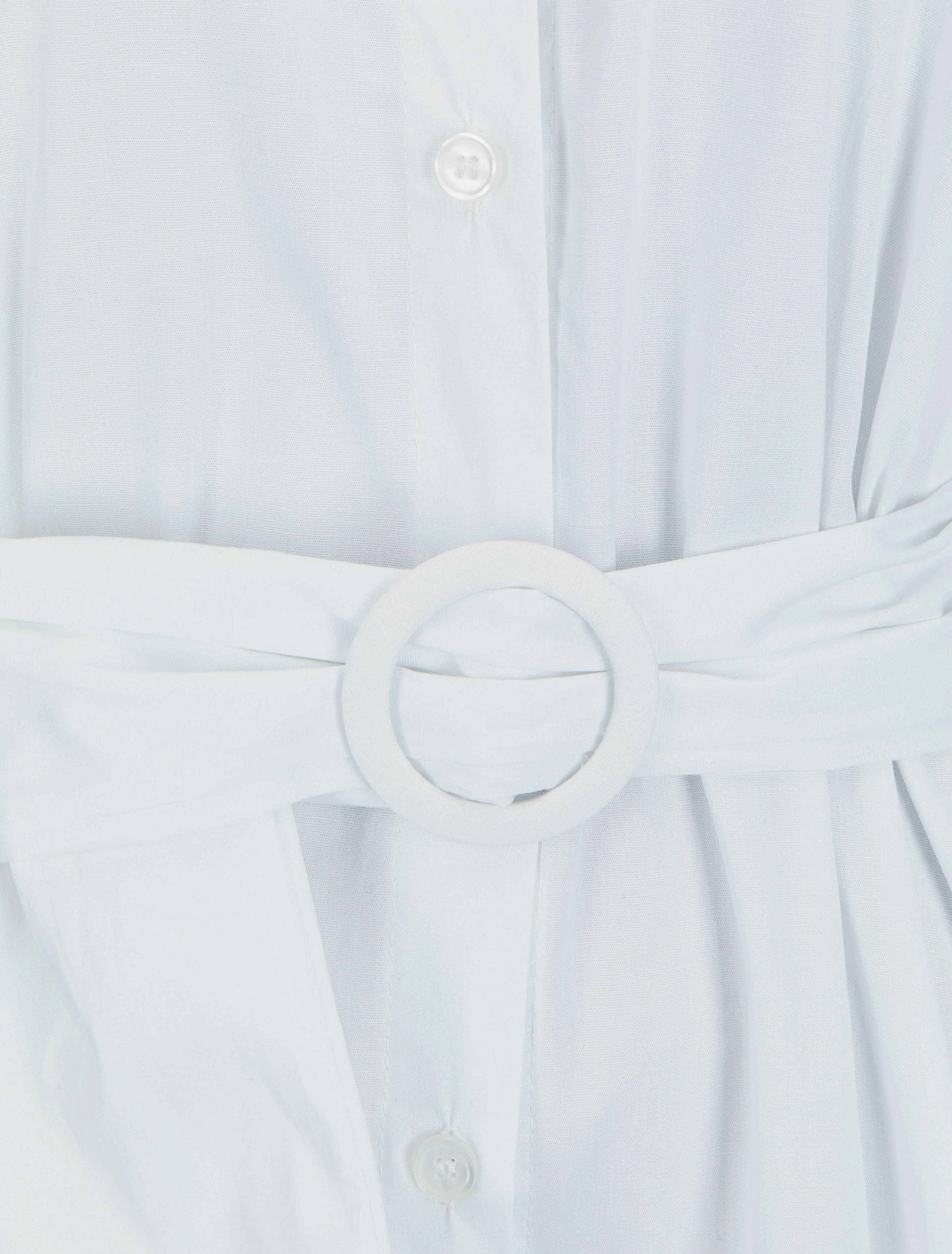 Robe chemise en popeline oversize - Blanc - Image 3