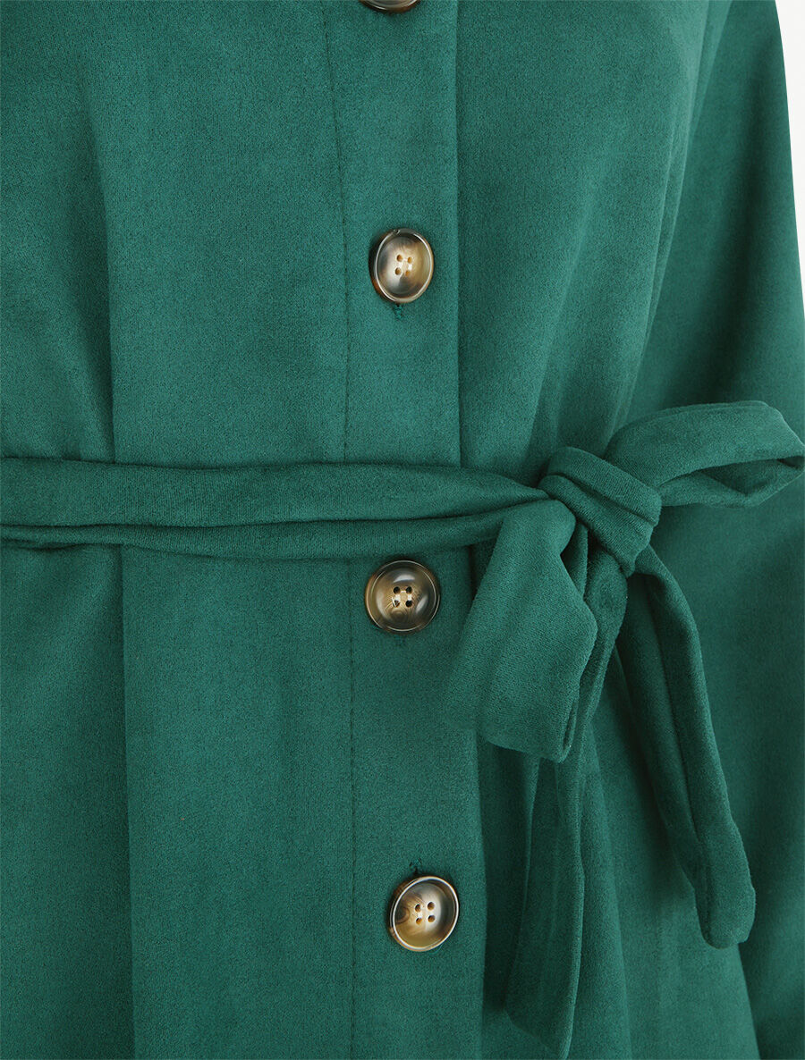 Robe chemise en suédine - Vert forêt - Image 3