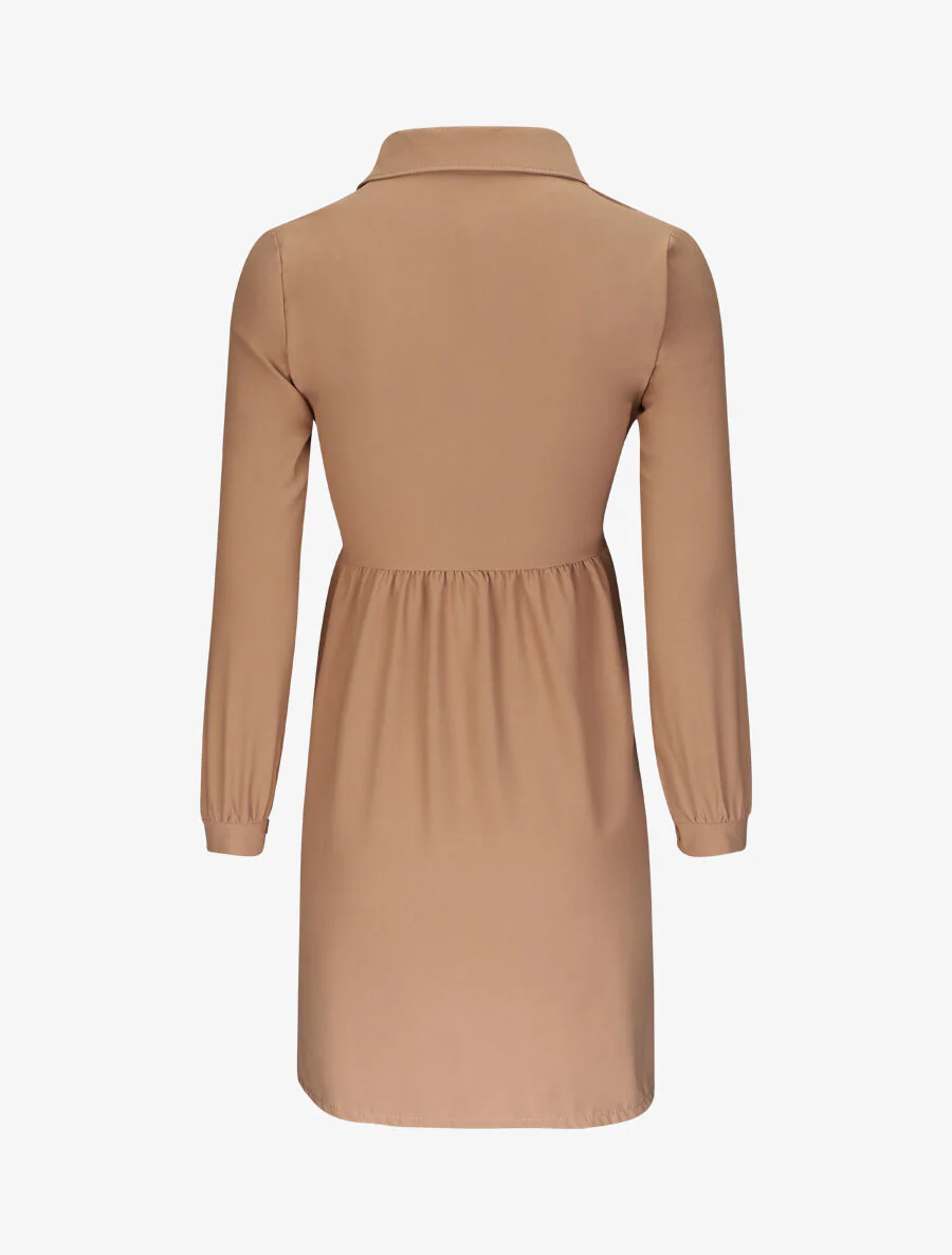 Robe chemise fluide - Camel - Image 2
