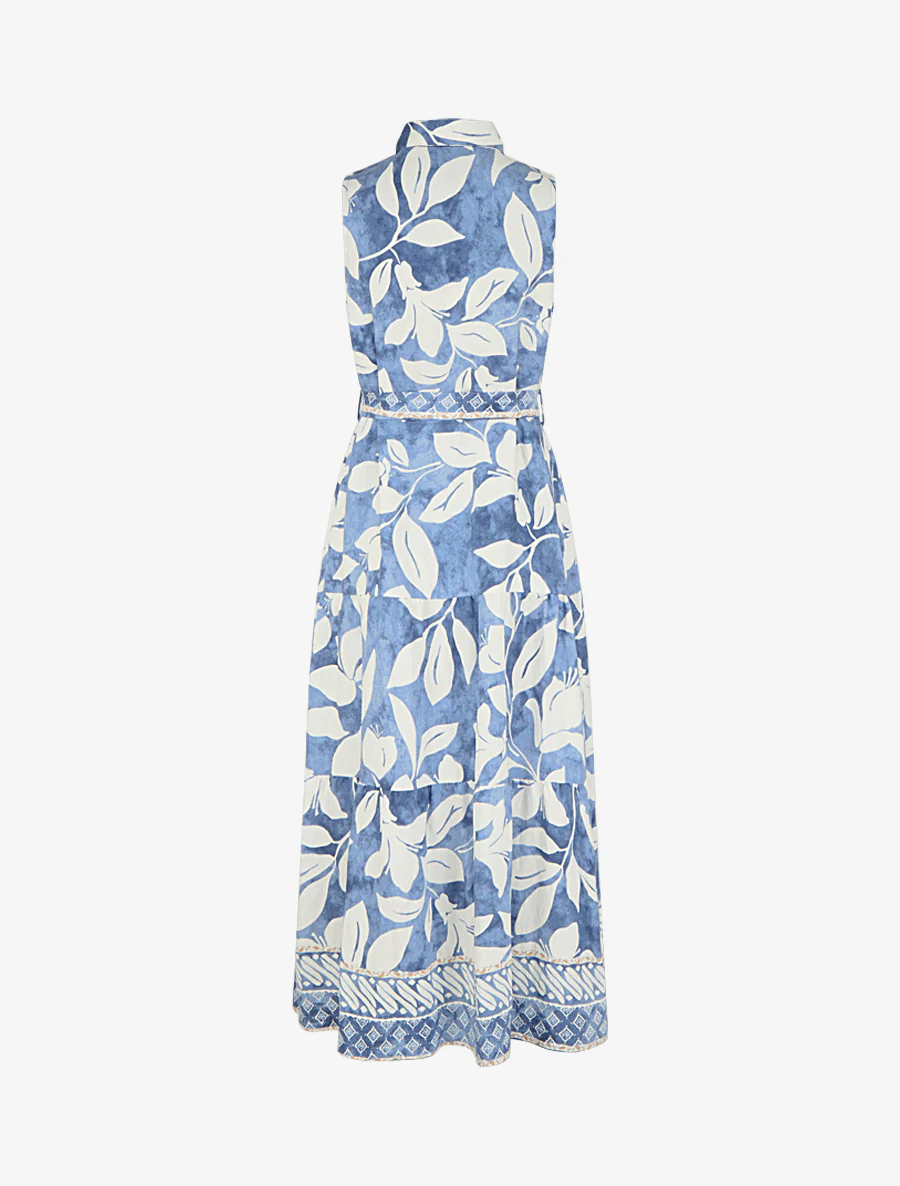 Robe chemise imprimé fleurs tropicales - Bleu clair - Image 2