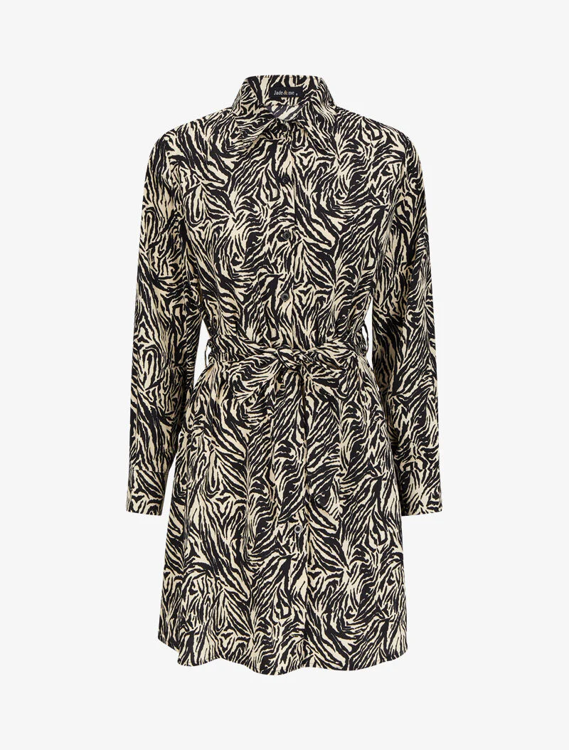 Robe chemise imprimé zèbre - Blanc/noir
