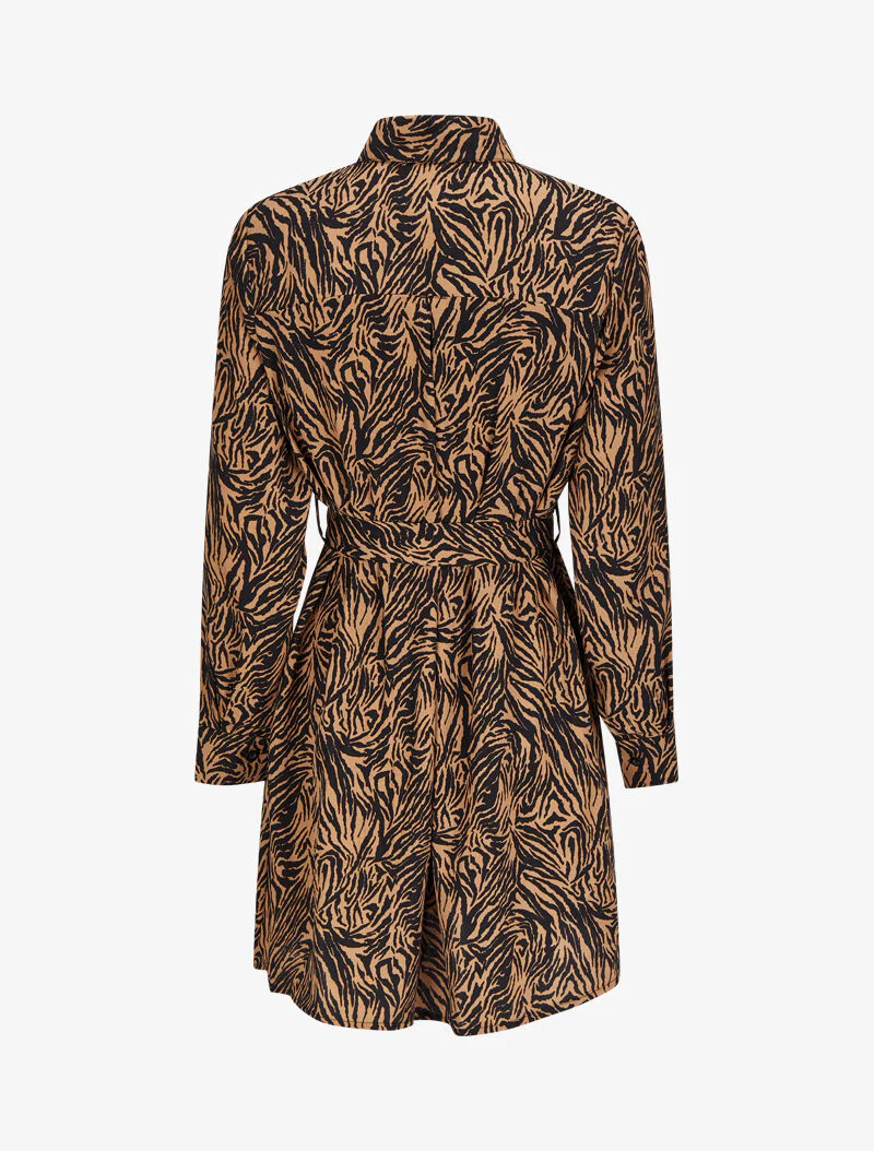 Robe chemise imprimé zèbre - Camel/noir - Image 2