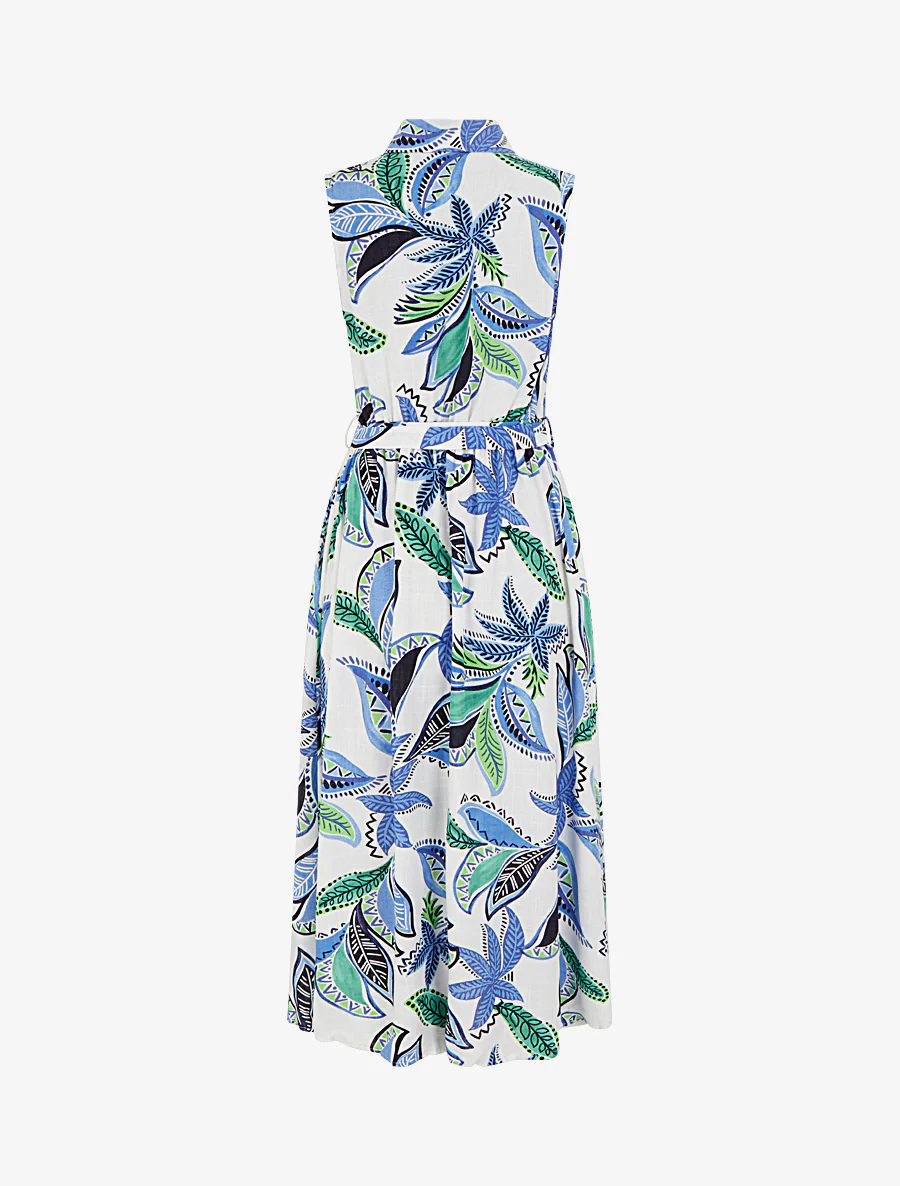 Robe chemise longue à imprimé feuillages - Bleu - Image 2