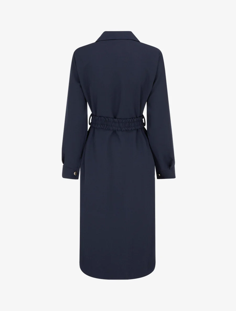 Robe chemise longue à poches décoratives - Marine - Image 2