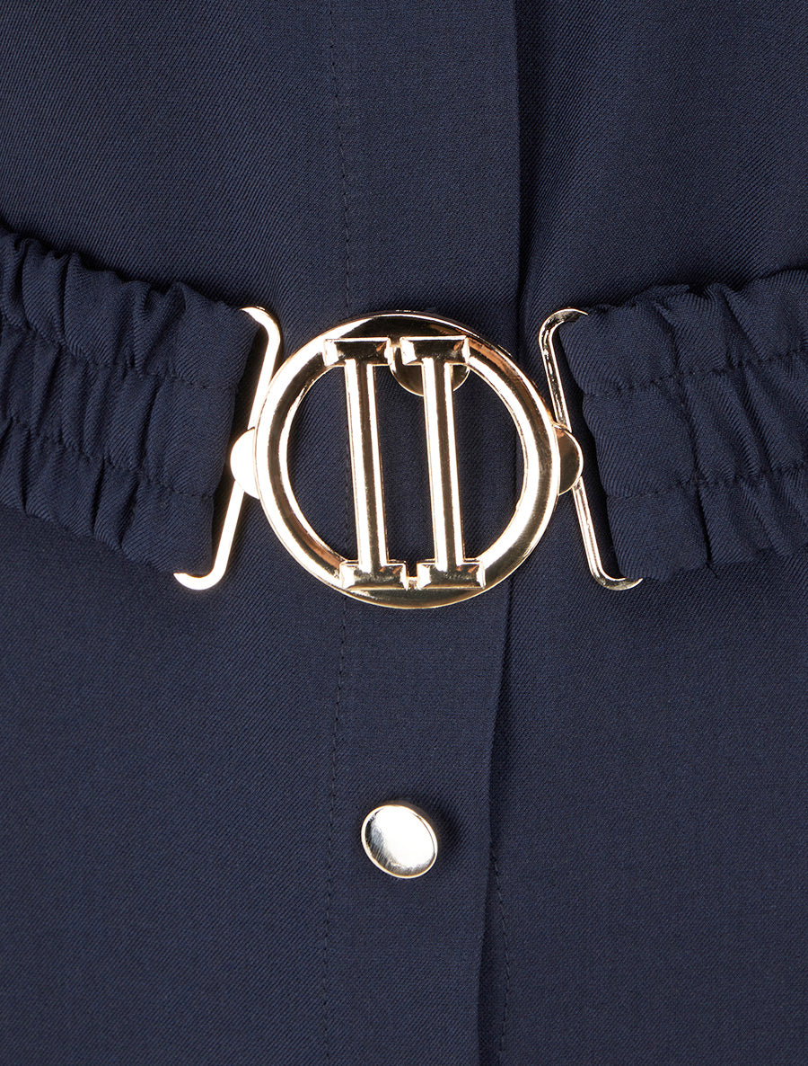 Robe chemise longue à poches décoratives - Marine - Image 3
