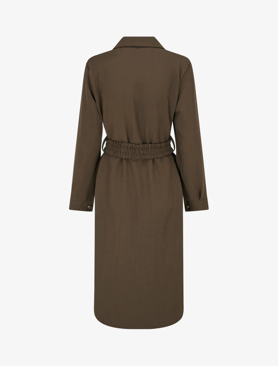 Robe chemise longue à poches décoratives - Marron - Image 2