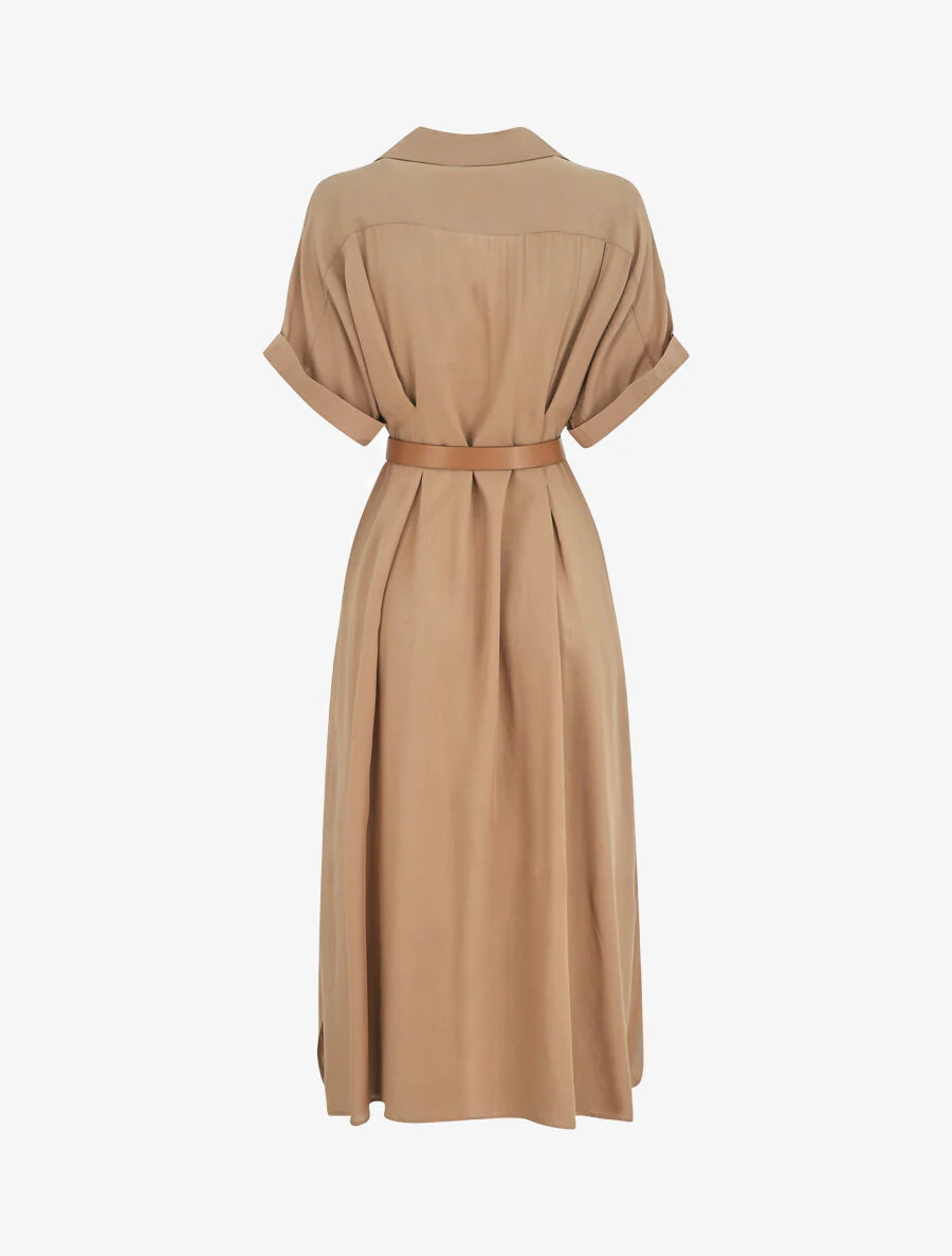 Robe chemise longue ceinturée - Camel - Image 2