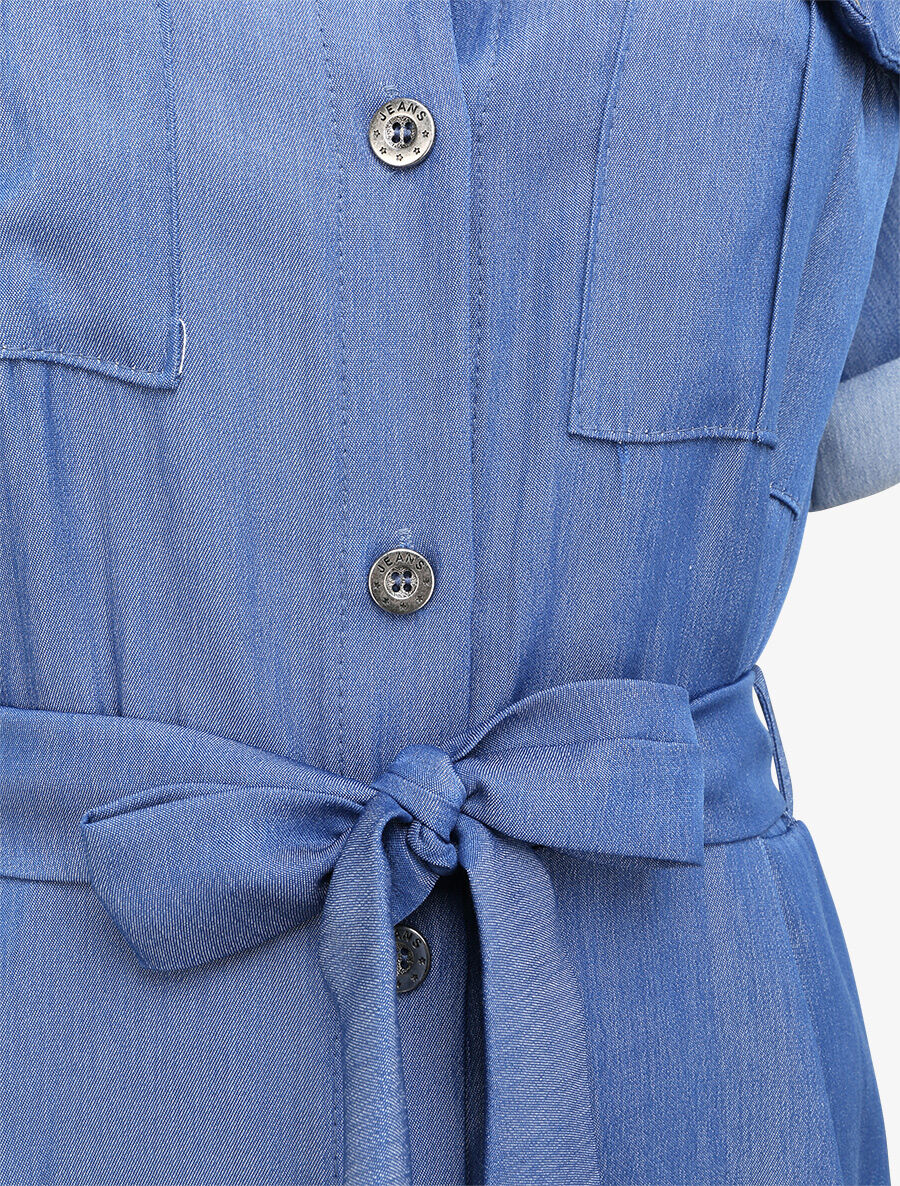 Robe chemise longue - Bleu jean - Image 3