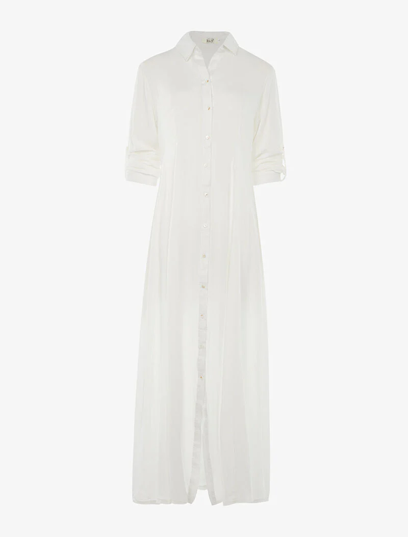 Robe chemise longue - blanc