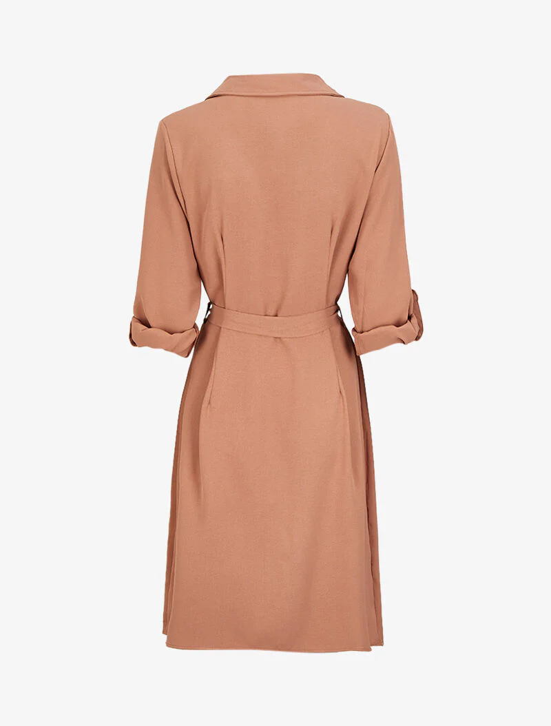 Robe chemise mi-longue à poches à rabats - Rose poudré - Image 2