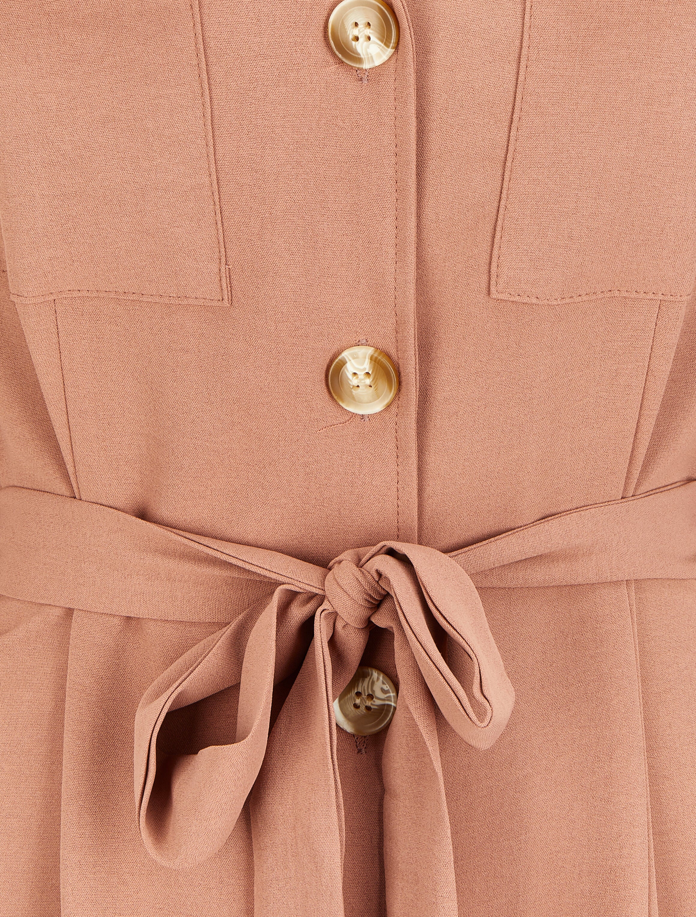 Robe chemise mi-longue à poches à rabats - Rose poudré - Image 3