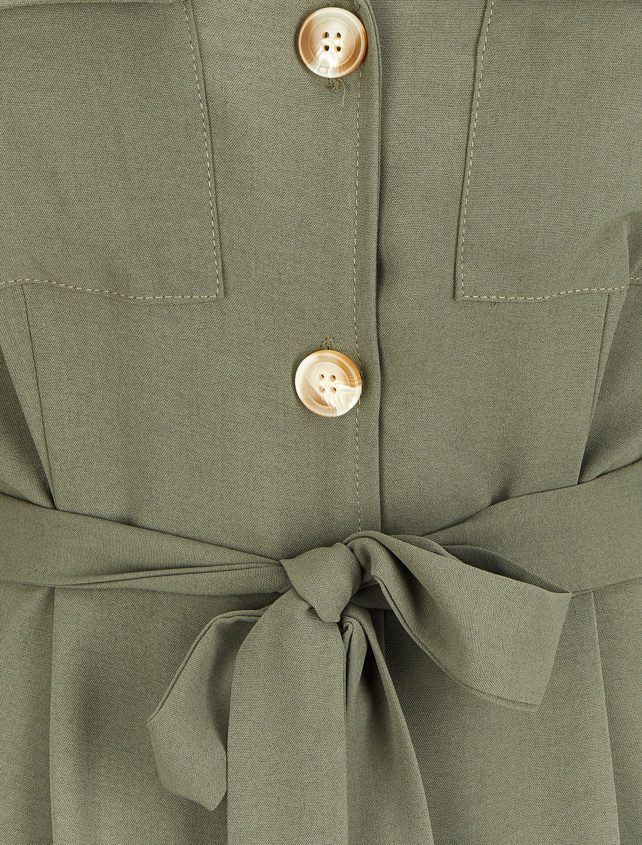 Robe chemise mi-longue à poches à rabats - Olive - Image 3
