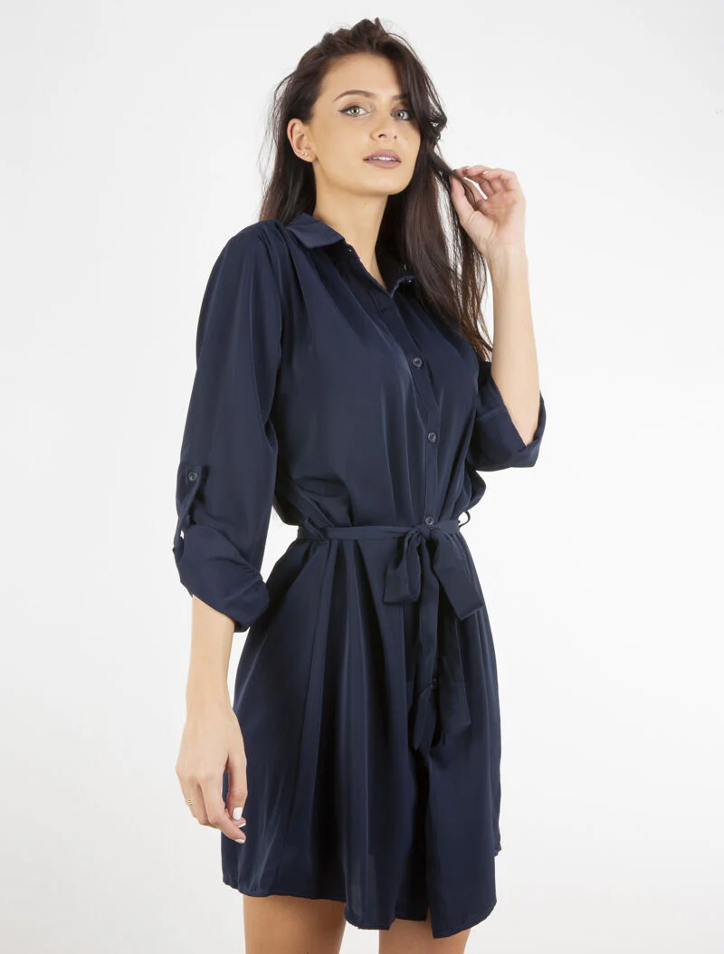 Robe chemise unie - marine