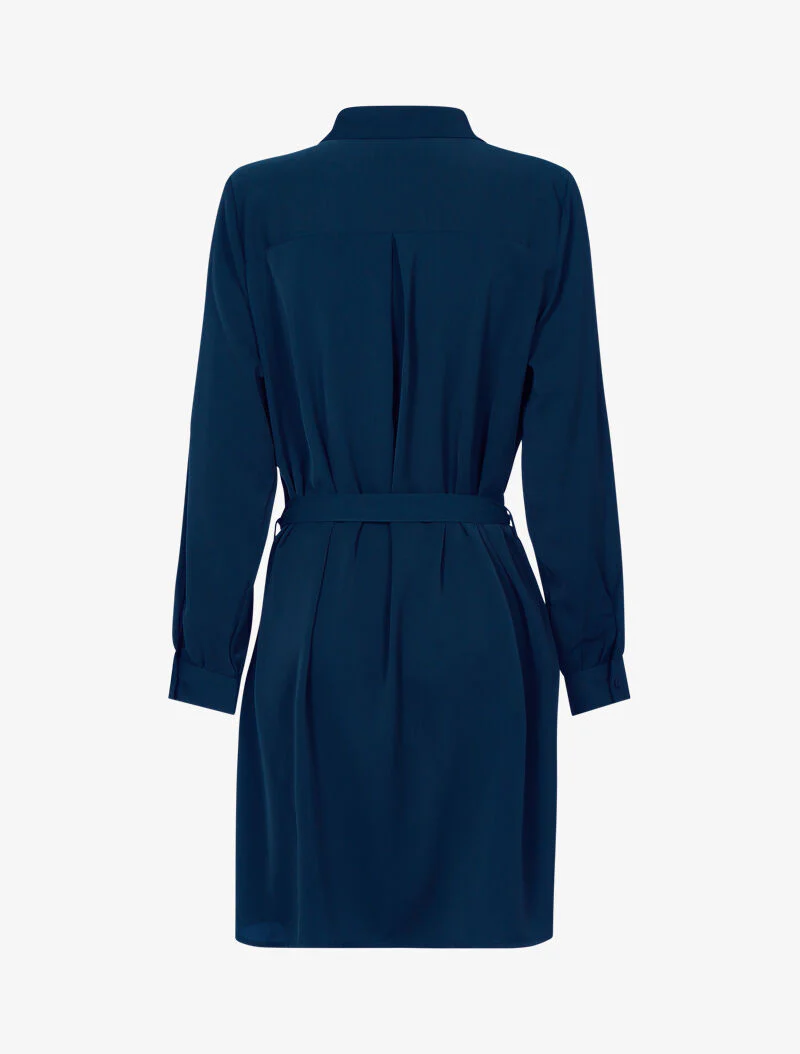 Robe chemise unie - marine - Image 3