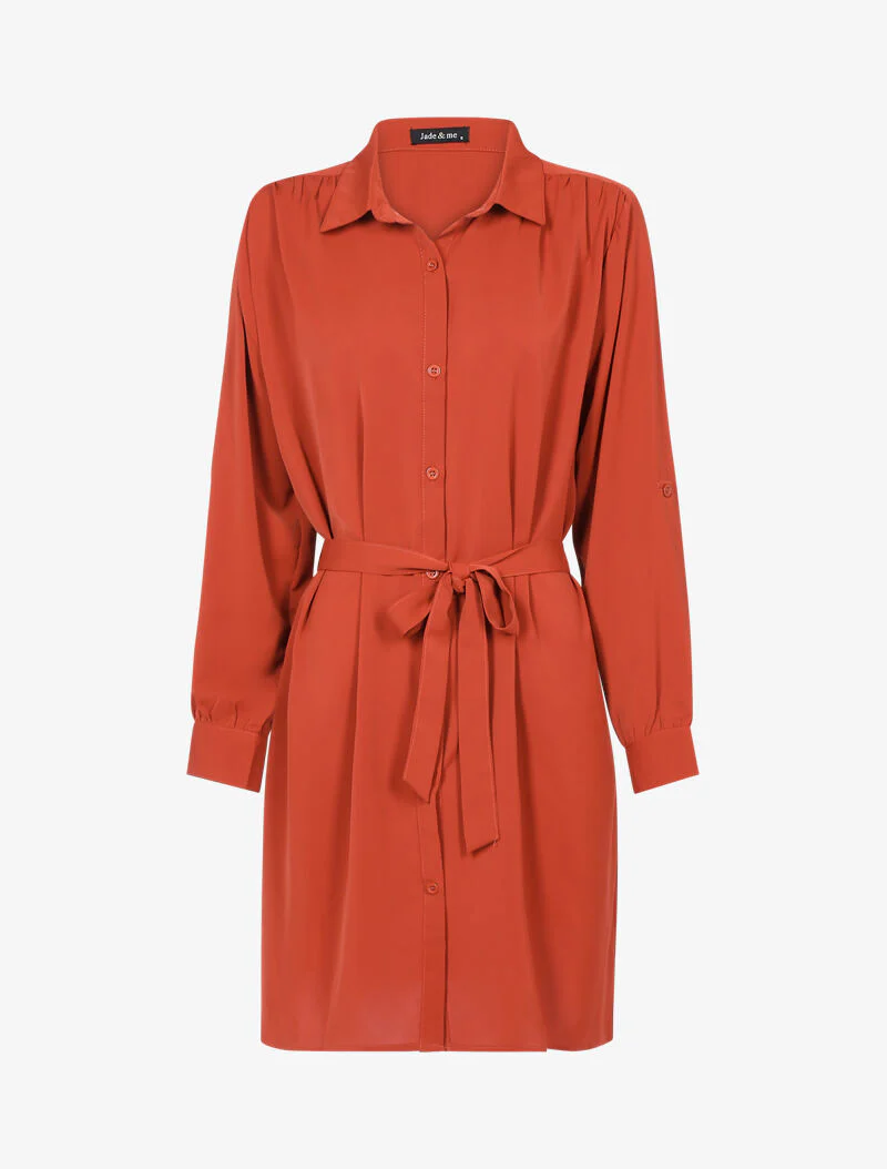 Robe chemise unie - brique