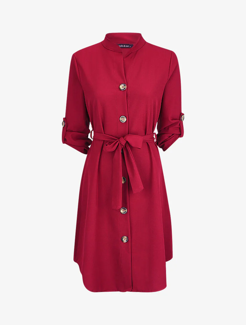 Robe chemise unie - Bordeaux