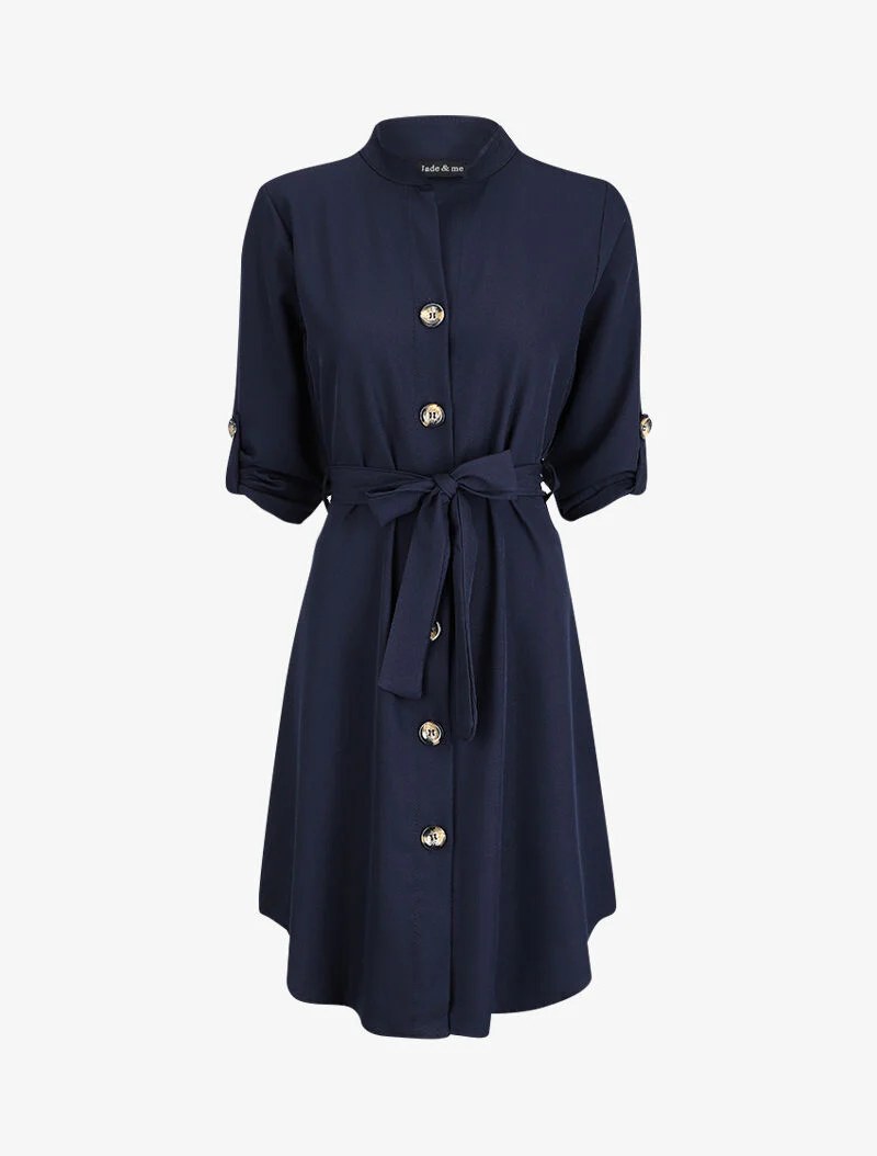 Robe chemise unie - Marine