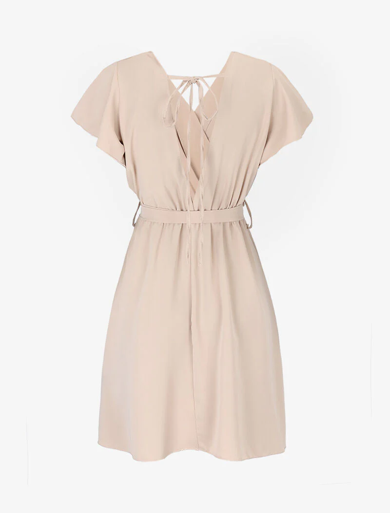 Robe cintrée à épaules volantées - beige - Beige - Image 2