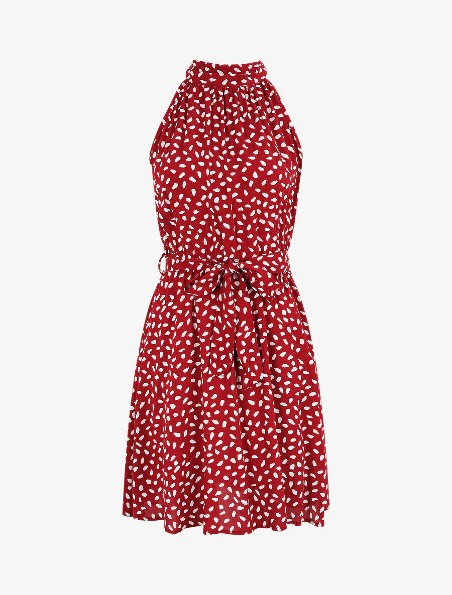 Robe cintrée à imprimé moucheté - Rouge