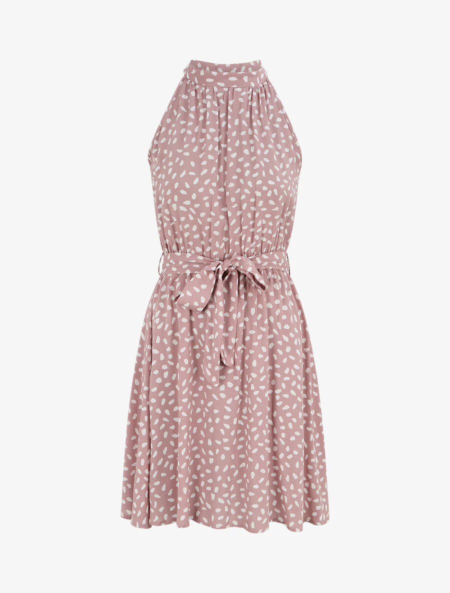 Robe cintrée à imprimé moucheté - Rose clair