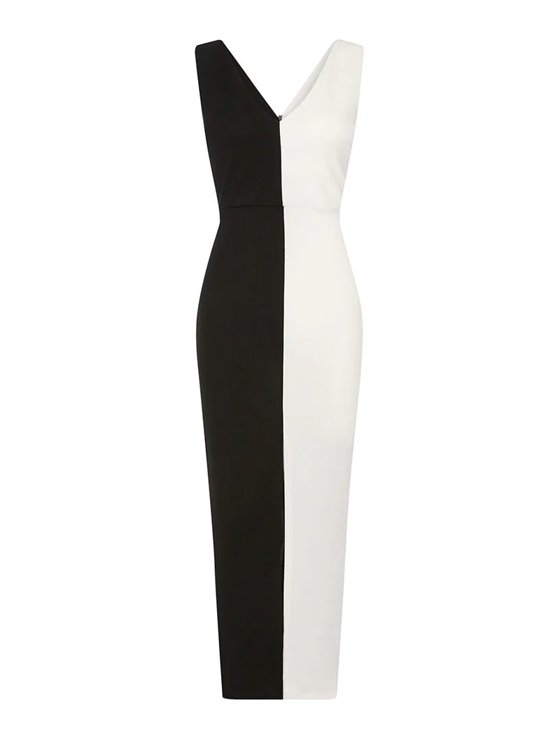 Robe cintrée bicolore - blanc et noir - Image 4