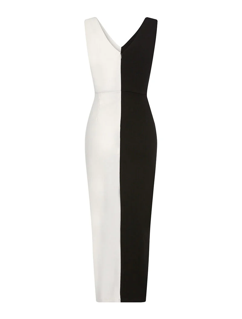 Robe cintrée bicolore - blanc et noir - Image 5