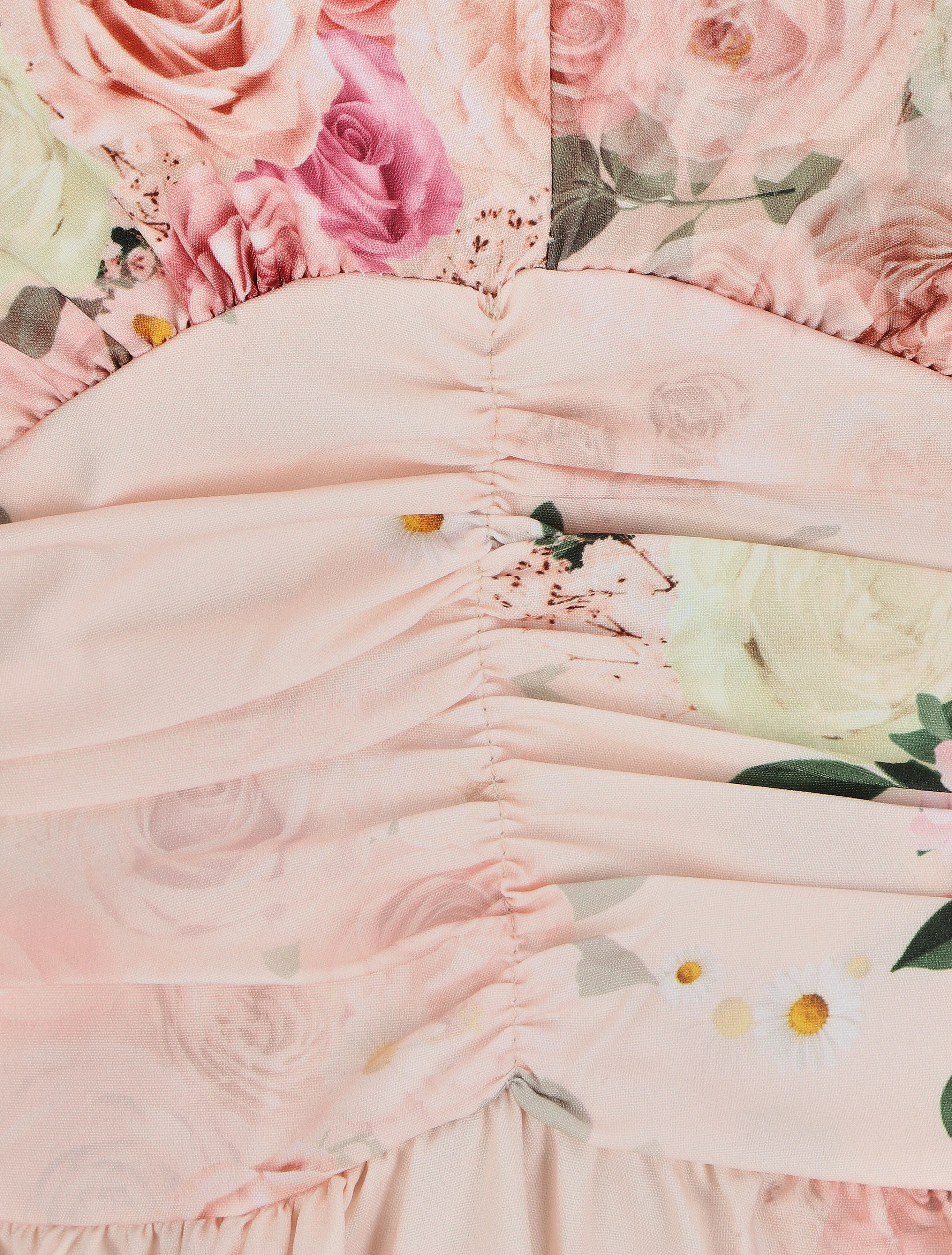 Robe col V à imprimé floral - Beige rosé - Image 3