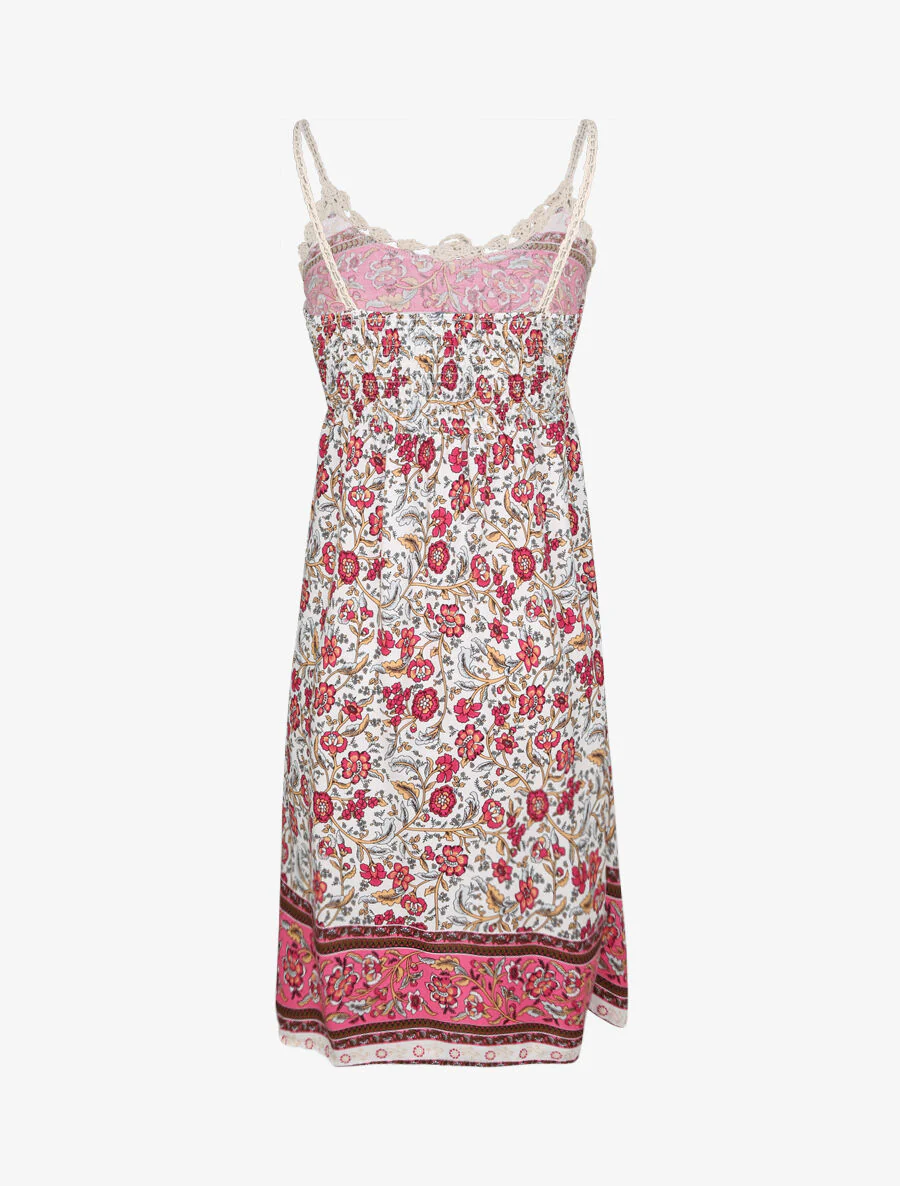 Robe constratée imprimé floral et graphique - Blanc - Image 2