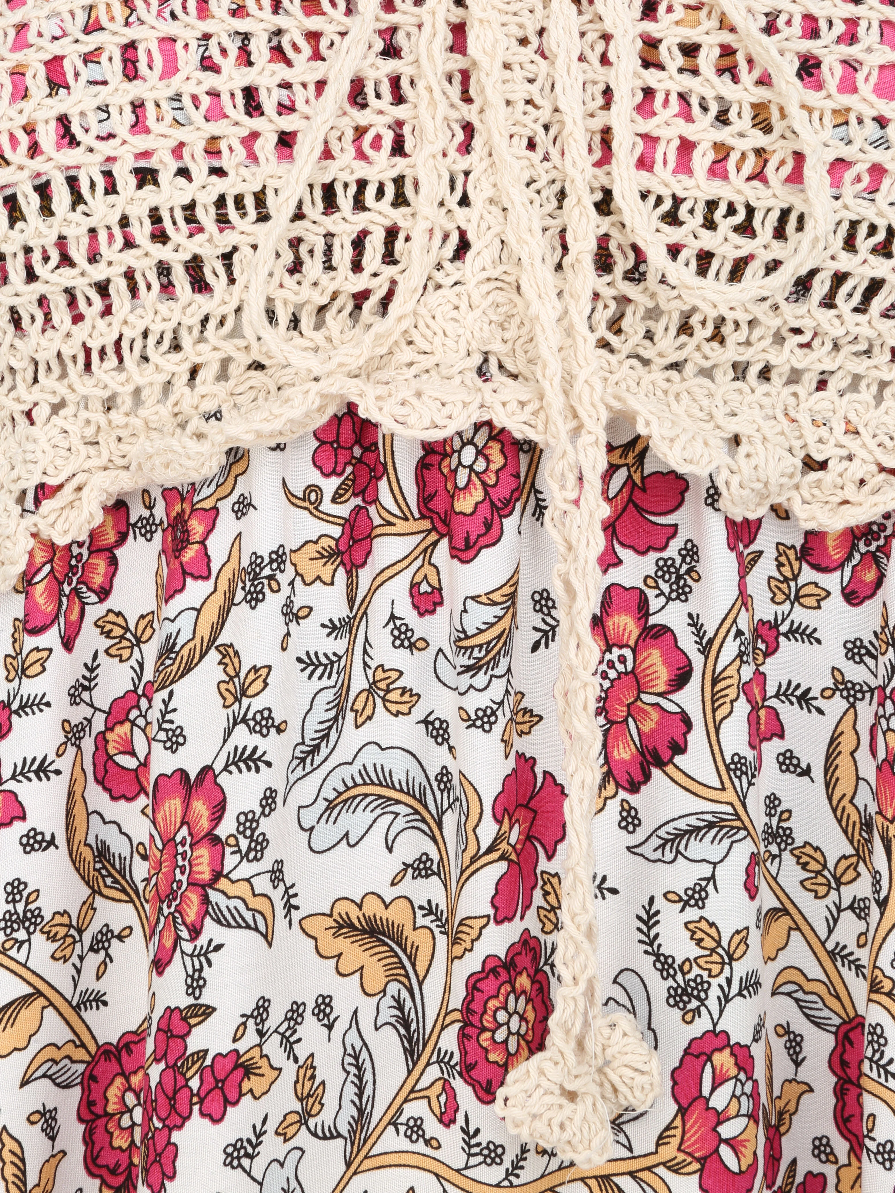 Robe constratée imprimé floral et graphique - Blanc - Image 3