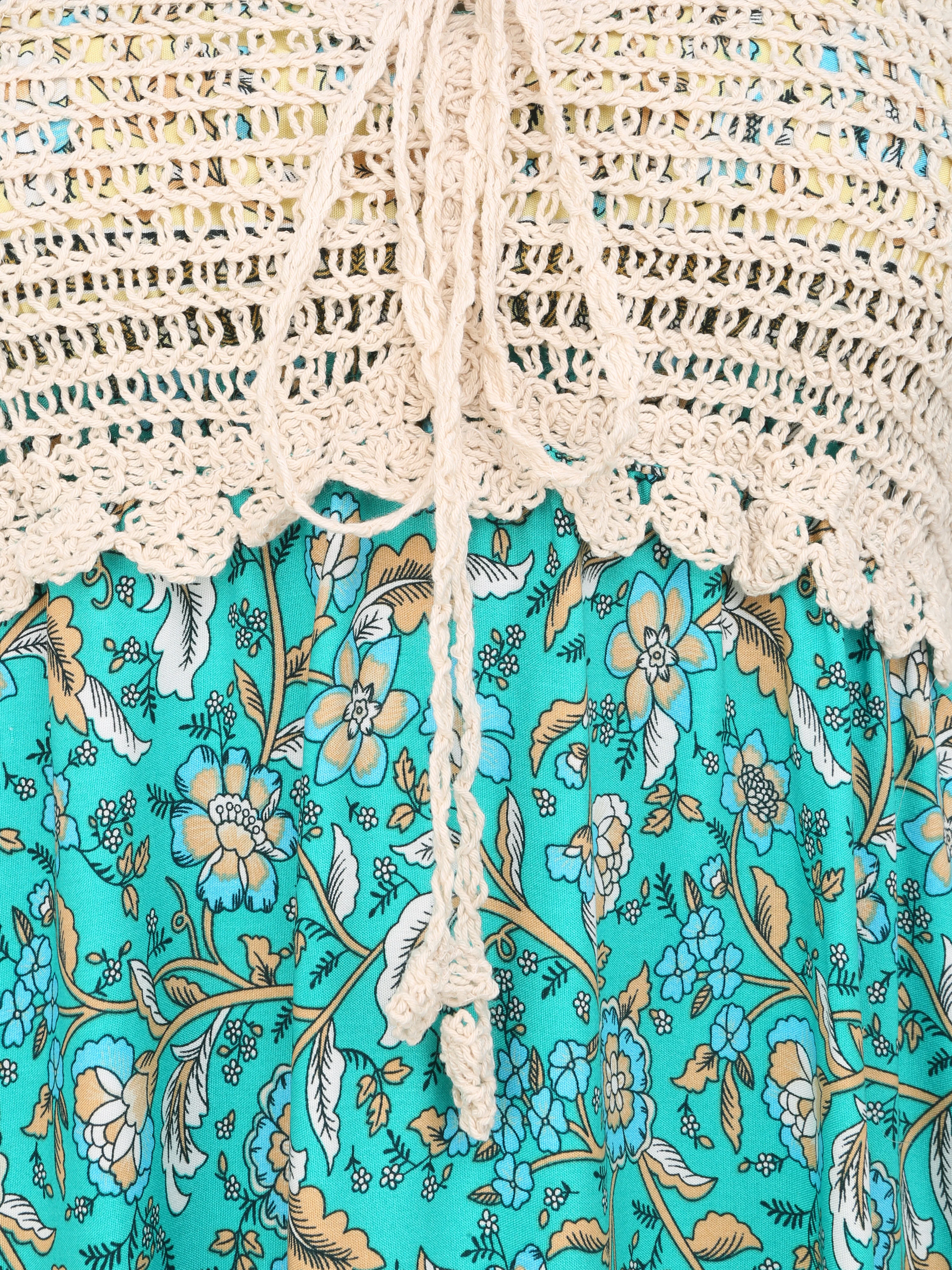 Robe constratée imprimé floral et graphique - Vert - Image 3