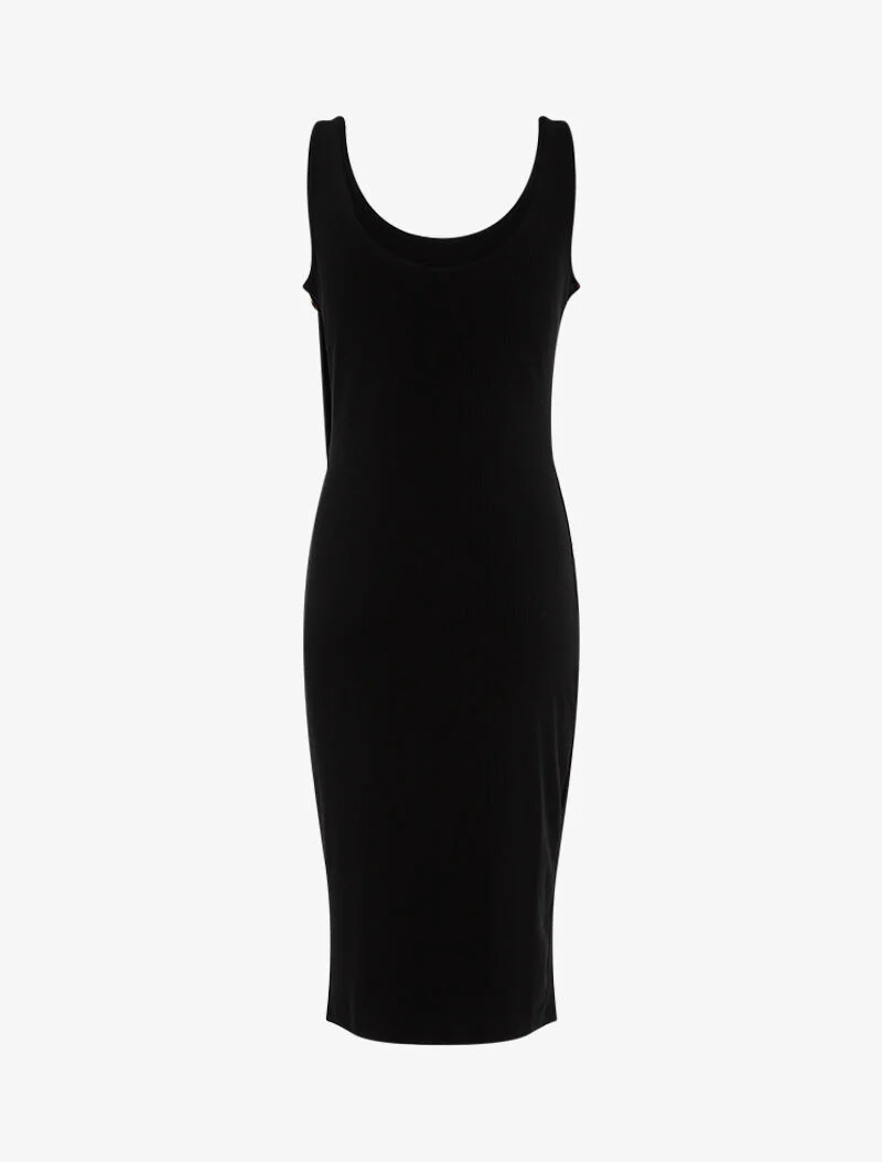 Robe côtelée à boutonnière en biais - noir - Image 2