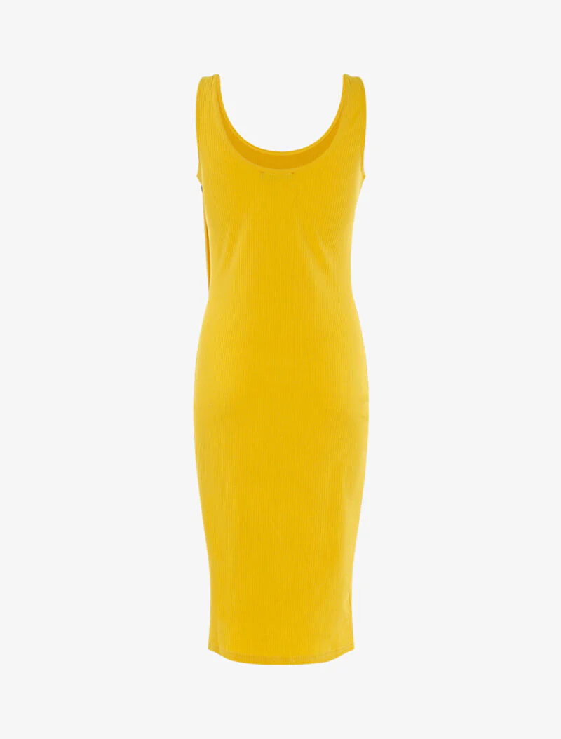 Robe côtelée à boutonnière en biais - jaune - Image 2