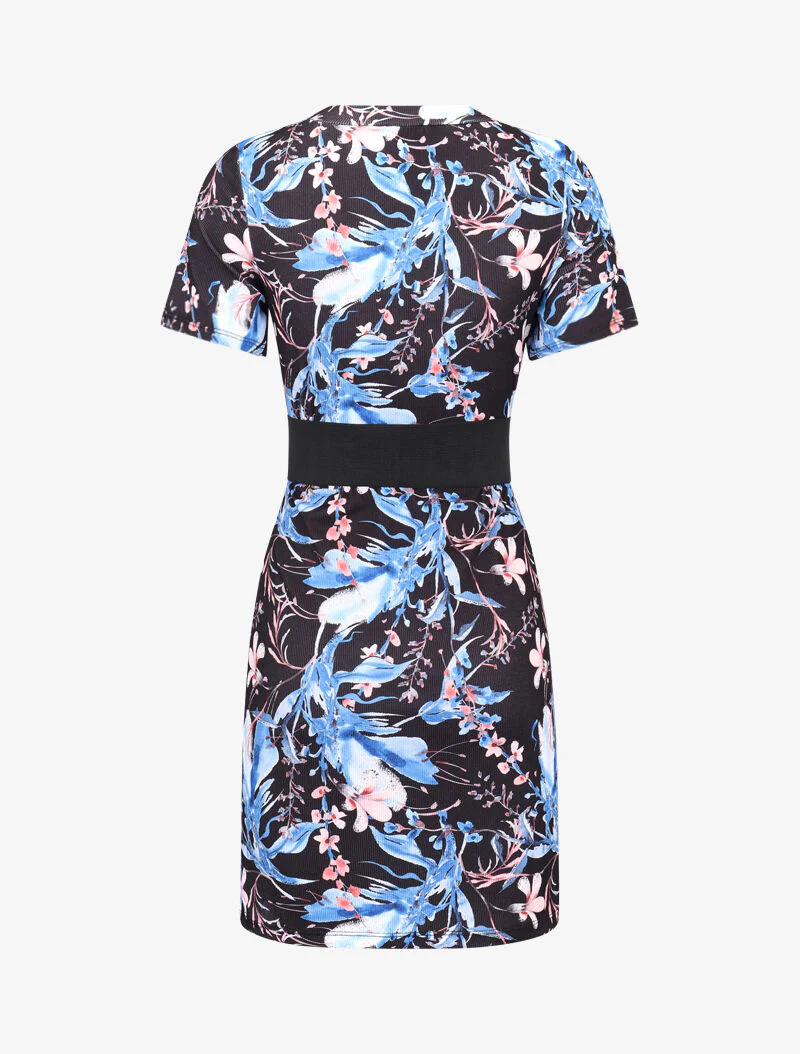 Robe côtelée à manches courtes - noir - Image 2