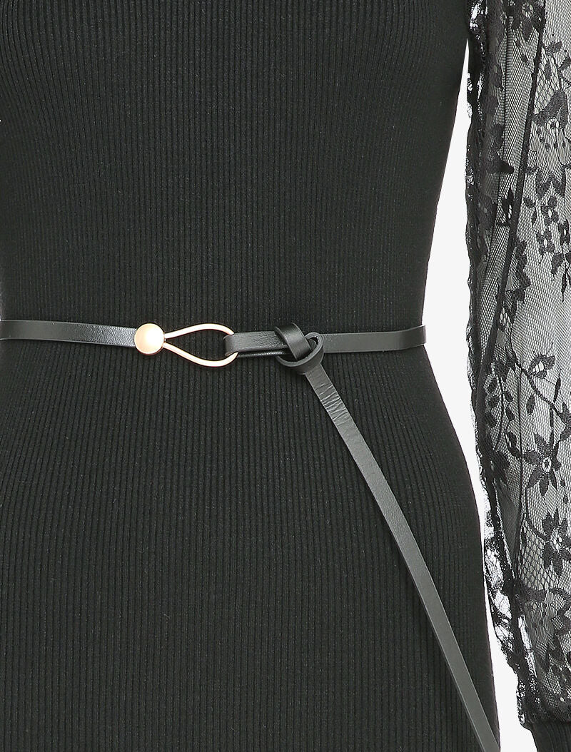 Robe côtelée à manches en dentelle fleurie - Noir - Image 3