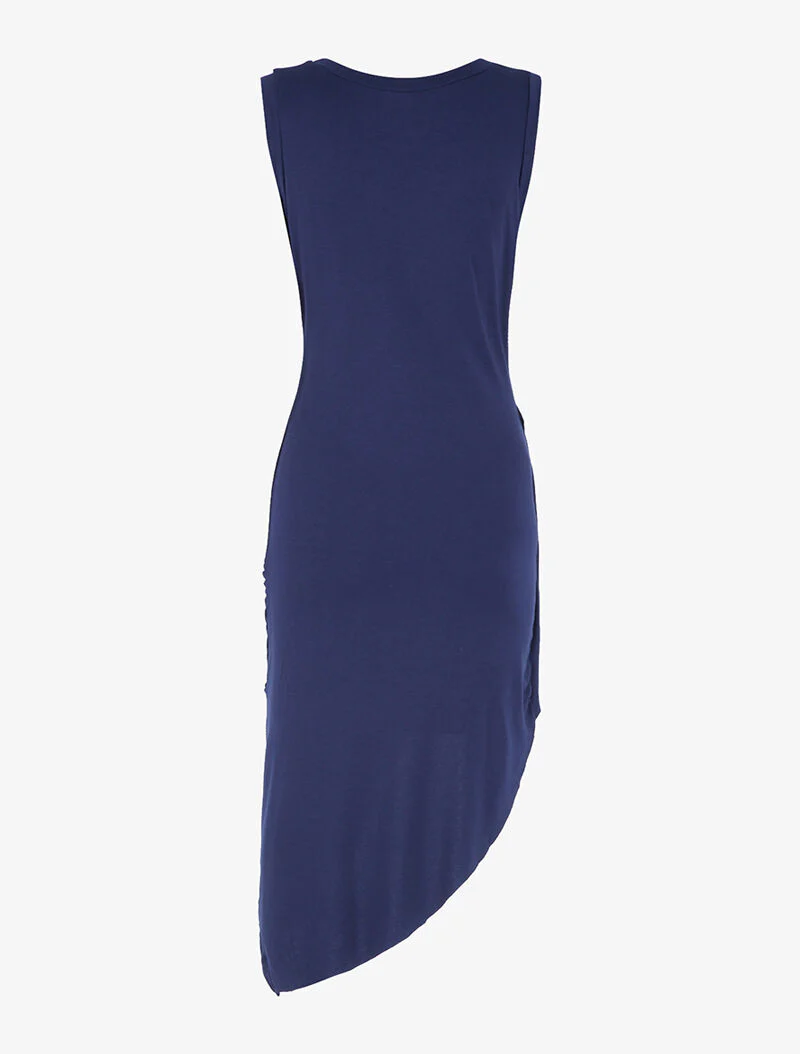 Robe coupe asymétrique - marine - Image 2