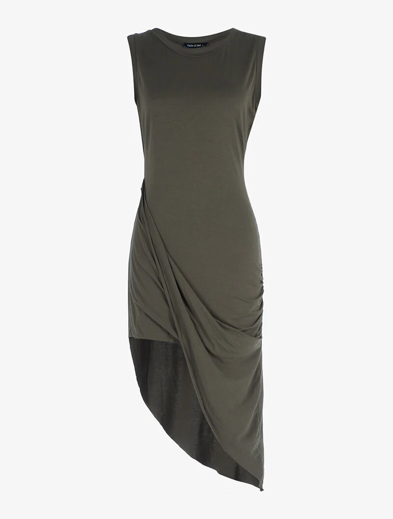 Robe coupe asymétrique - kaki