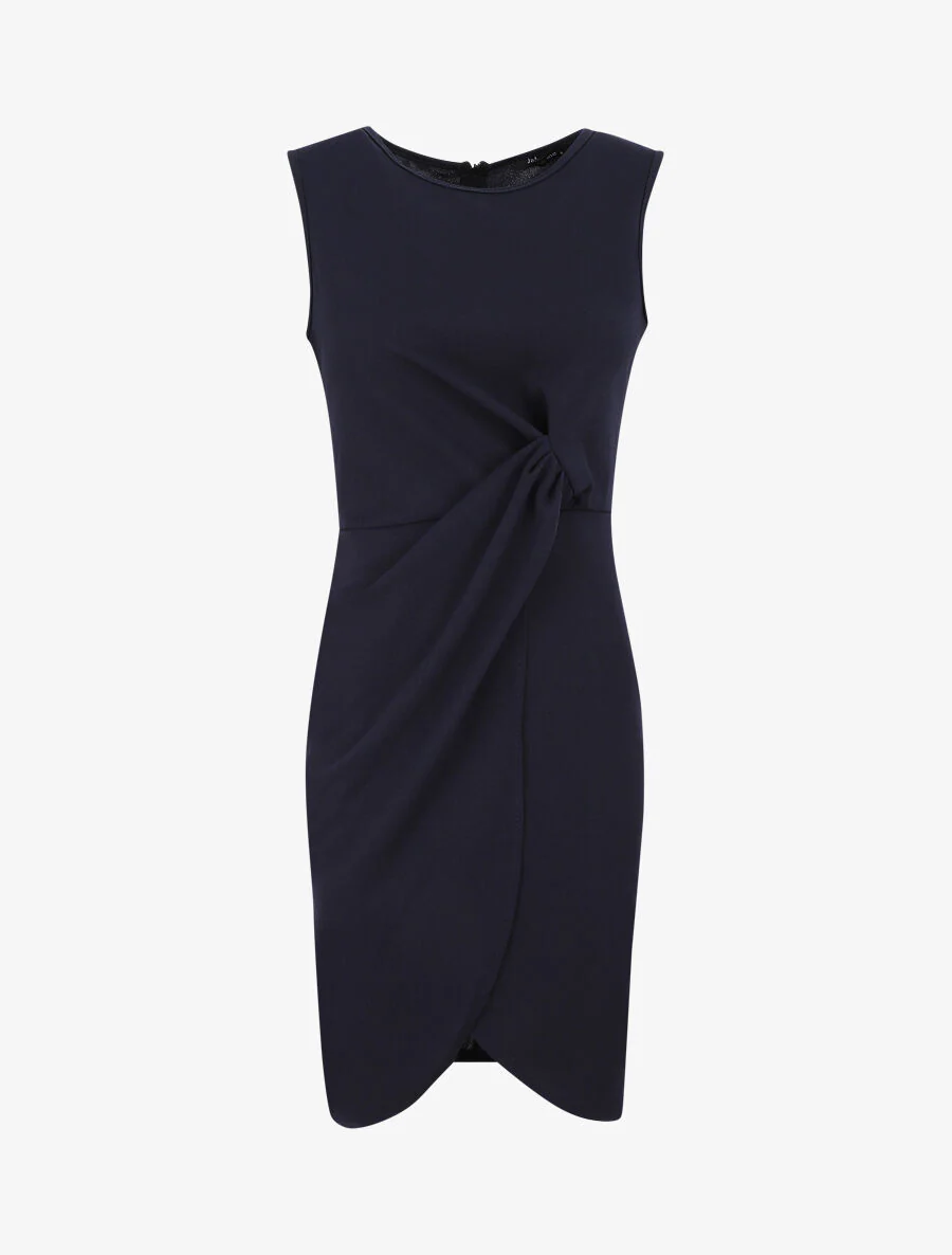 Robe coupe droite effet drapé - Marine