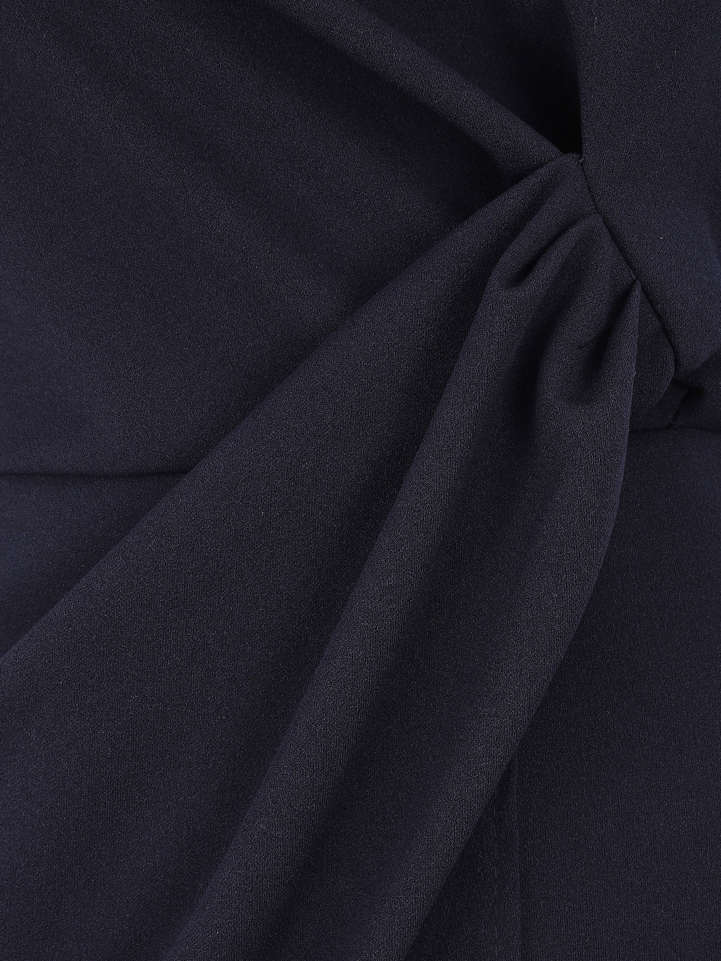 Robe coupe droite effet drapé - Marine - Image 3