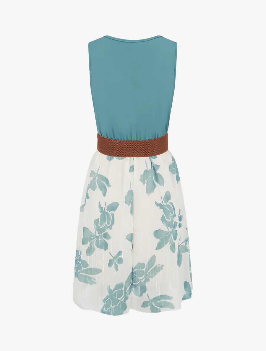 Robe coupe évasée imprimé floral - Bleu clair - Image 2