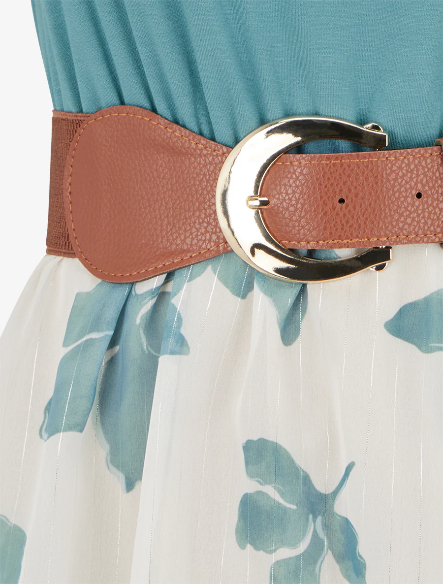 Robe coupe évasée imprimé floral - Bleu clair - Image 3