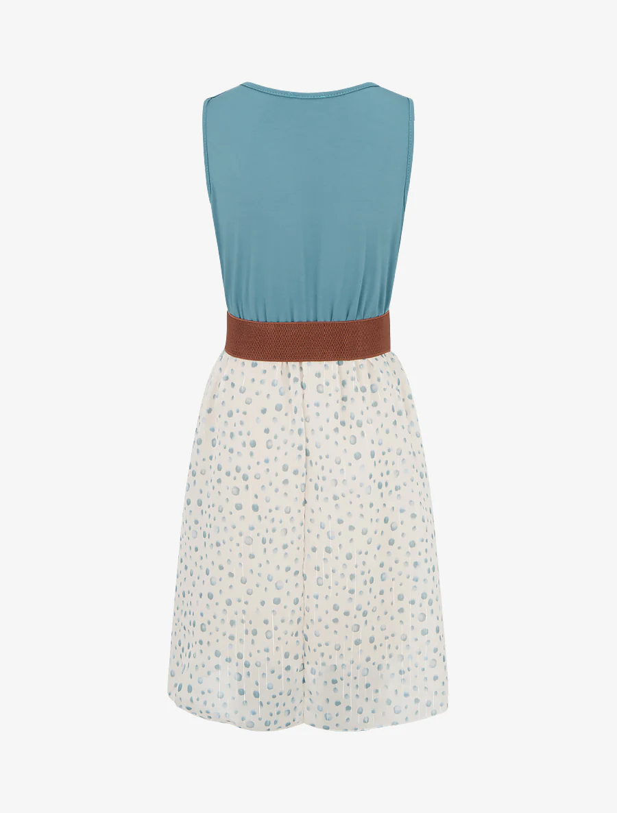 Robe coupe évasée imprimé pois fantaisies - Bleu clair - Image 2