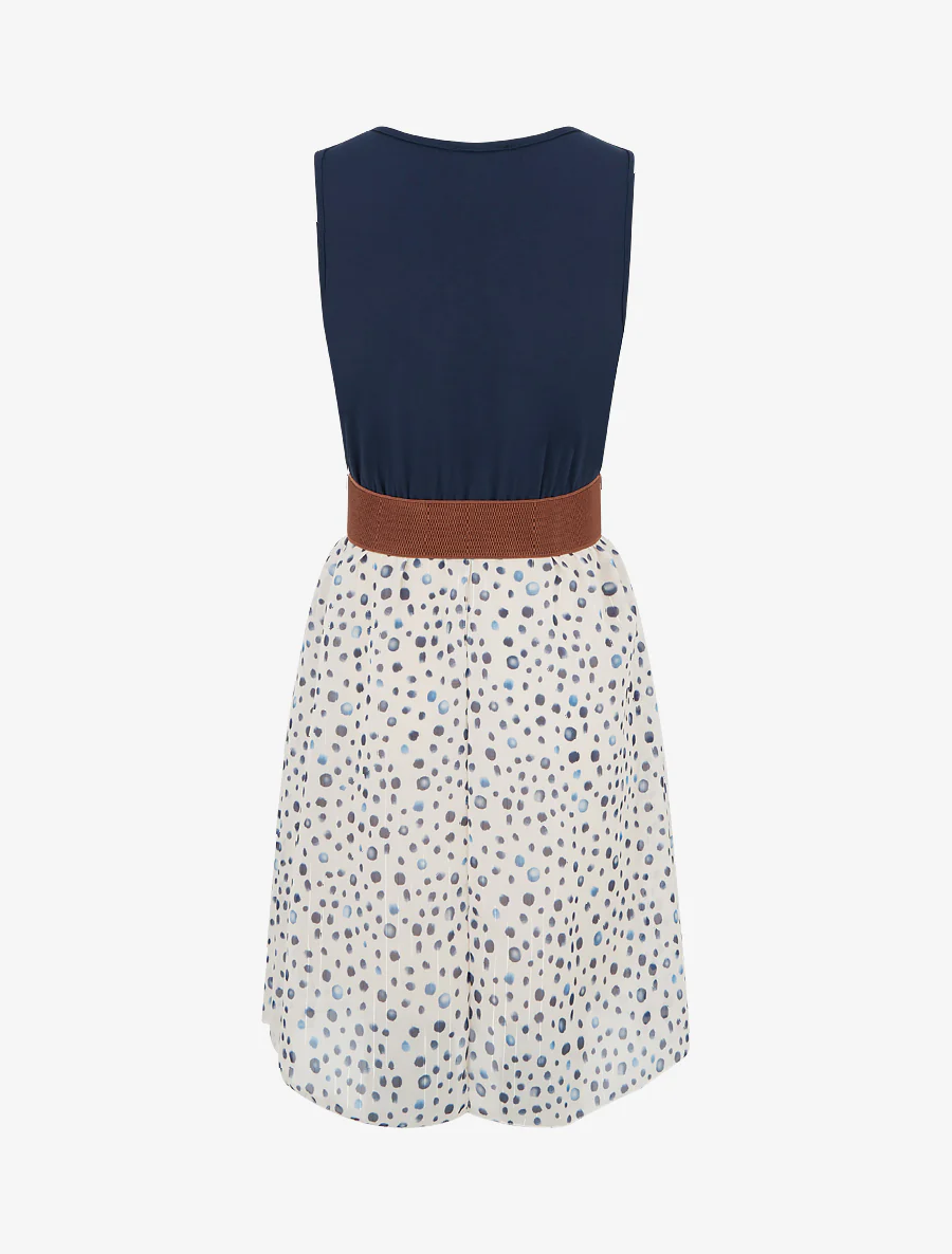 Robe coupe évasée imprimé pois fantaisies - Marine - Image 2