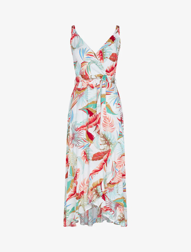 Robe coupe portefeuille volantée - blanc