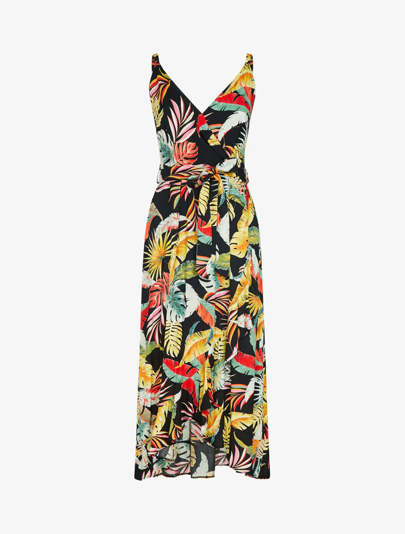 Robe coupe portefeuille volantée - noir