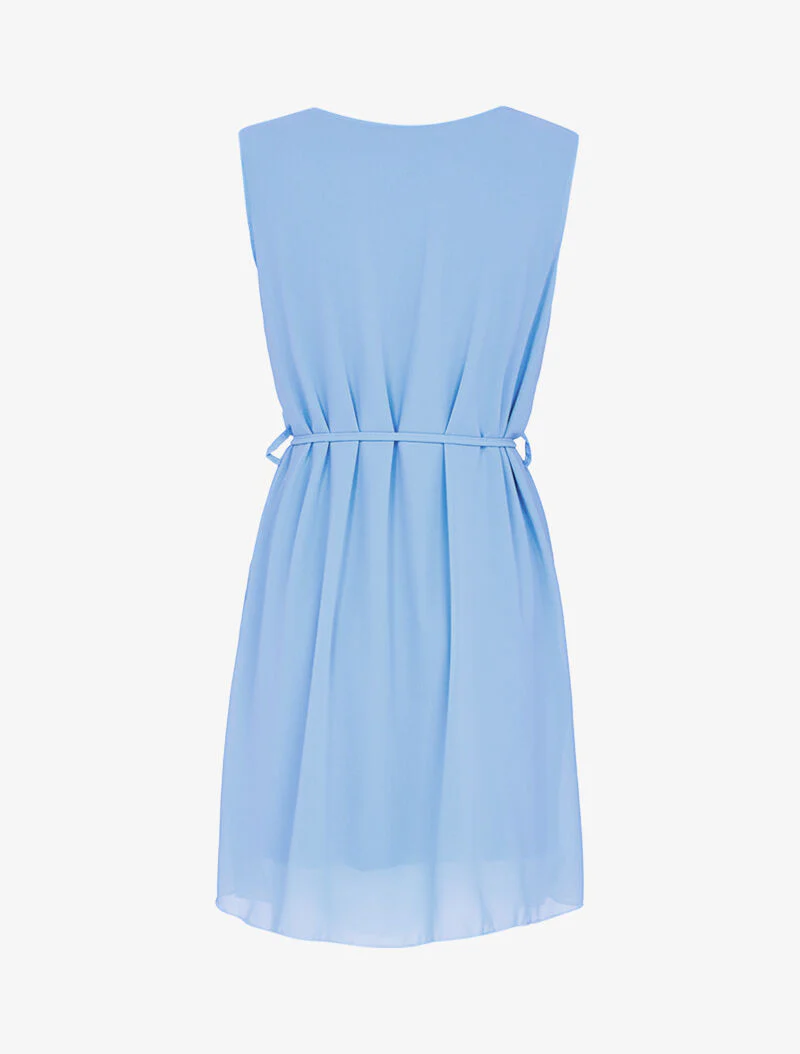 Robe coupe trapèze à col bijou - bleu ciel - Image 3