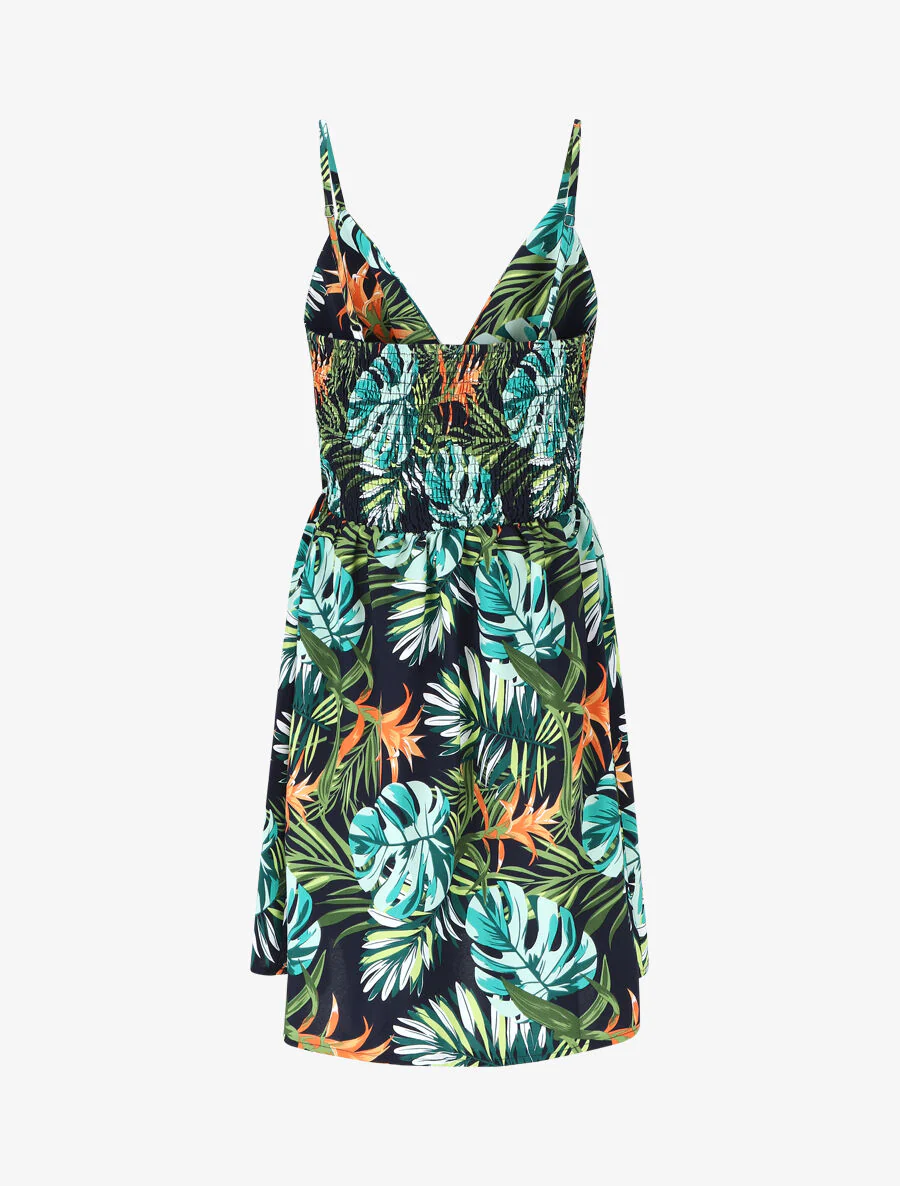 Robe courte à imprimé feuillage - Vert - Image 2