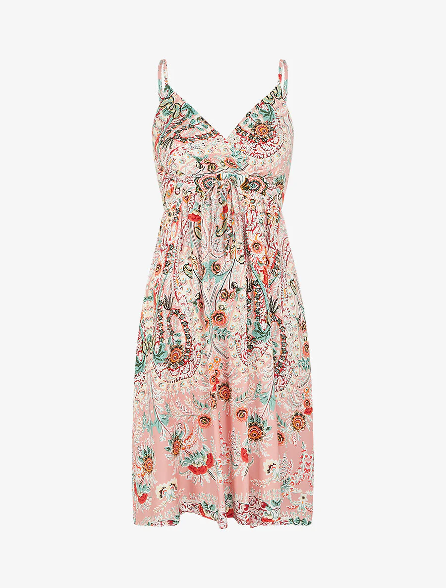 Robe courte à imprimé fleuri - Rose