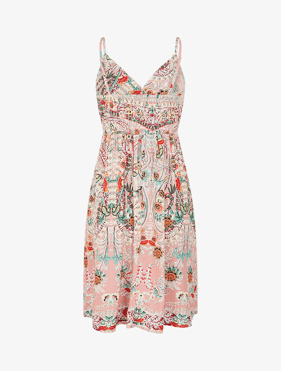 Robe courte à imprimé fleuri - Rose - Image 2