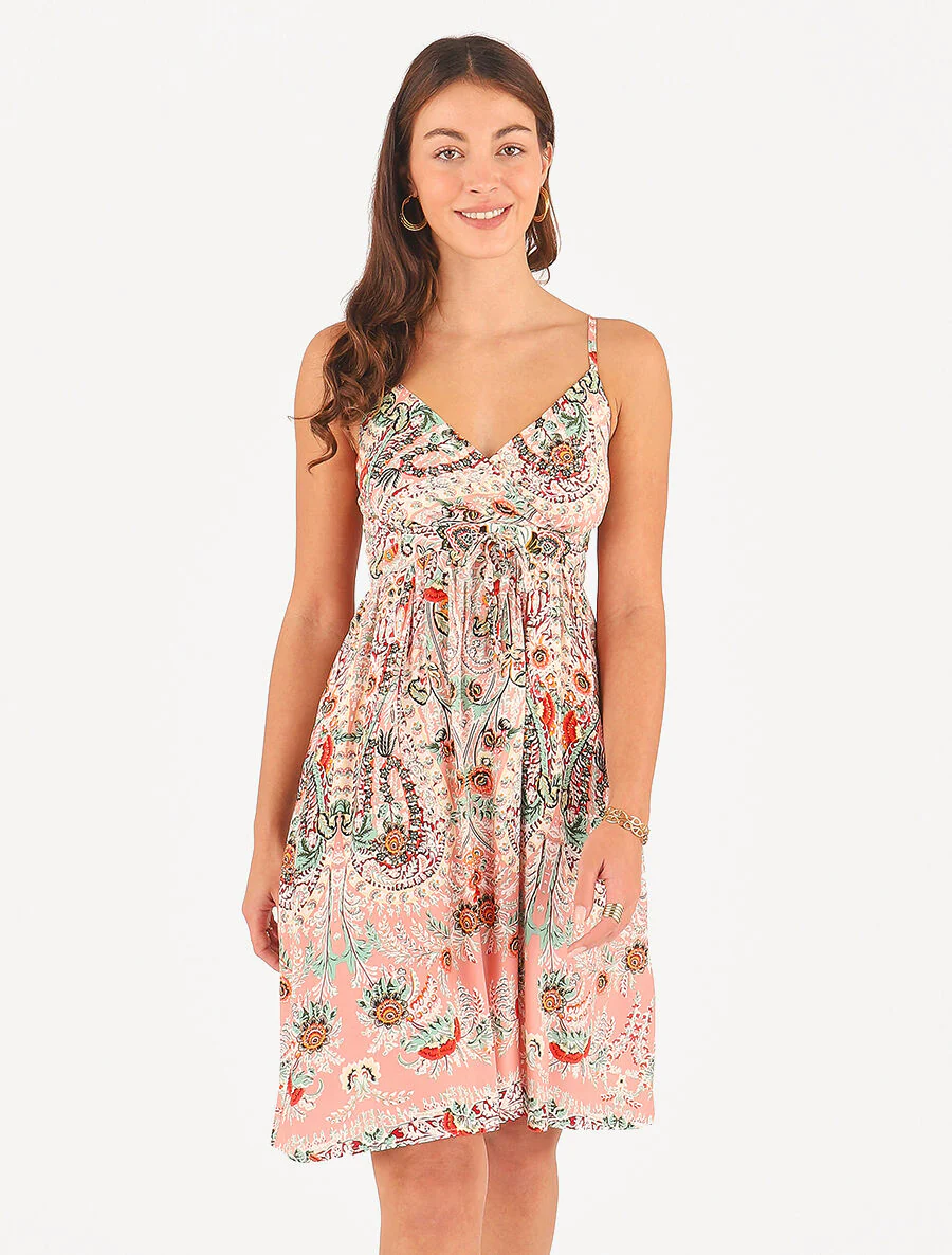 Robe courte à imprimé fleuri - Rose - Image 4