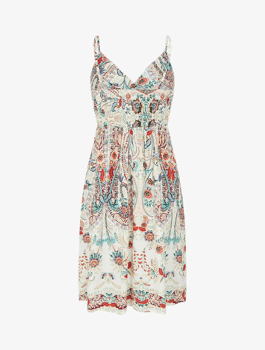 Robe courte à imprimé fleuri - Blanc - Image 2